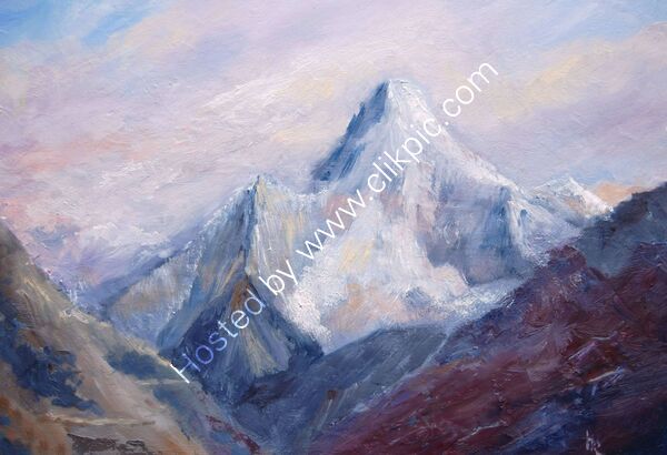Ama Dablam Sunrise oil on cradled board 35 x 28 x 2cm £95