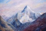 Ama Dablam Sunrise oil on cradled board 35 x 28 x 2cm £95