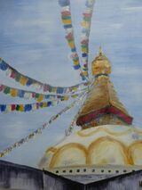 Bodhnath Stupa Kathmandu Acrylic on board 28 x 35 x 2cm £95