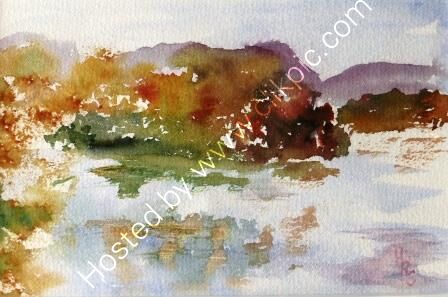 Derwentwater Reflections watercolour