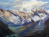 Everest Sunset with Chorten - Oil