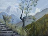 Ganesh Himal, North Gorkha  oil on board in white frame-30 x 40 cm POA