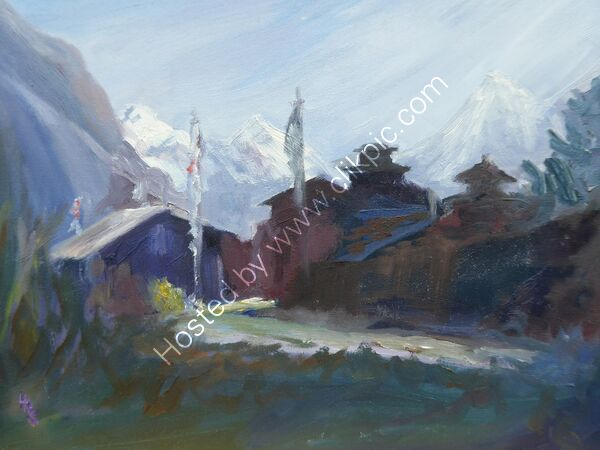Himalchuli near Lihi-Oil