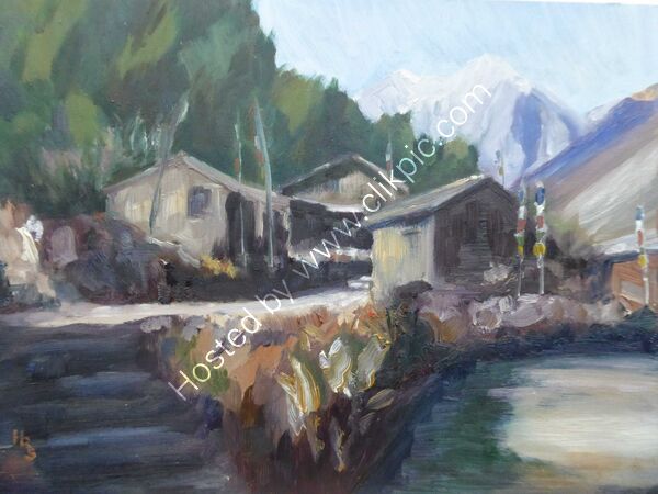 Houses near Lihi, North Gorkha oil on board 40 x 30 cm POA