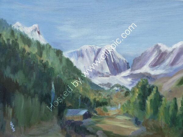 Lower Manaslu and Sho oil on board unframed 40 x 30cm £95