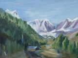 Lower Manaslu and Sho oil on board unframed 40 x 30cm £95
