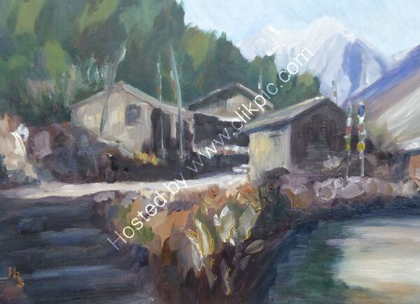 Manaslu from near Namrung -Oil