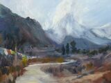 Manaslu in the evening mist - Oil