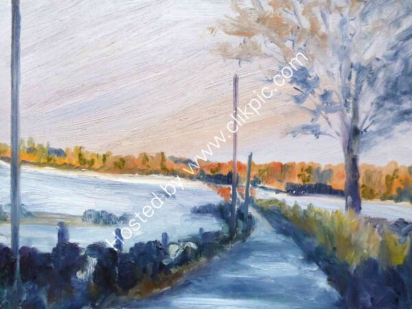 Midhope Winter Evening  oil on board 30 x 22cm unframed £50