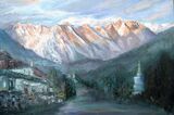 Mount Everest Monastery oil on cradled board 90 x 60 x 5cm with frame £450