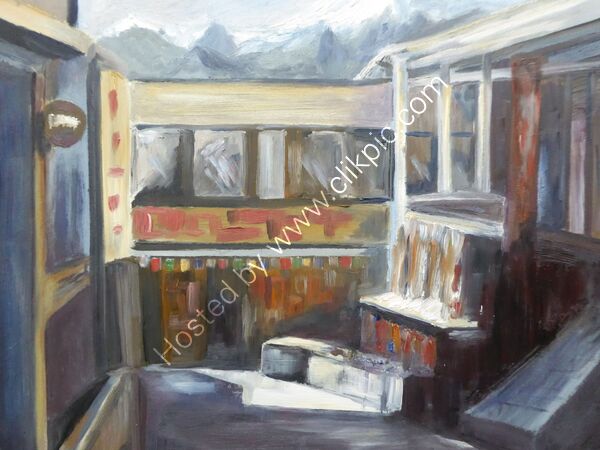 Namche Bazaar, back street  Oil