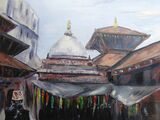 Patan Bead Market acrylic on board 40 x 30cm in thin black frame £120