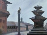 Patan Durbar Square  oil on board 30 x 40 cm in white frame £150