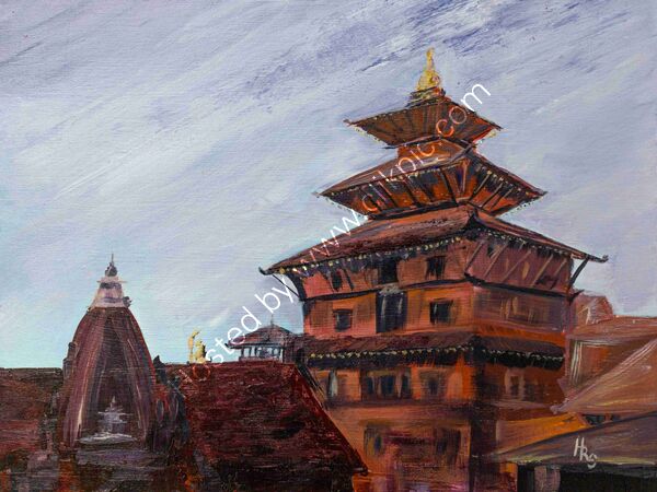 Patan Durbar Square acrylic on cradled board 40 x 30 x 3cm £95