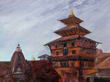 Patan Durbar Square acrylic on cradled board 40 x 30 x 3cm £95