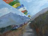 Prayer Flags, Tengboche oil on board unframed 30 x 22 £50