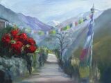 Prayer Flags and Rhododendrons near Philim Oil -  30 x 40 cm unframed £95