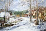 SNOWFALL, COMMUNITY GARDENS PENISTONE acrylic on cradled board 35 x 28 x 2 cm £125