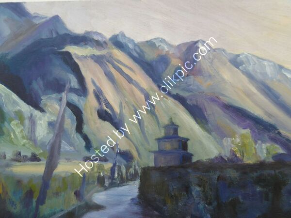 Shadows in the Himalayas oil on board 40 x 30cm unframed £95