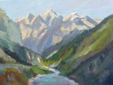 Shringi Himal and Buddhi Gandaki River  oil on board 40 x 30cm unframed £95