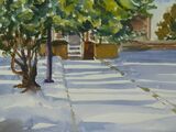 Snowy Churchyard, Penistone - watercolour