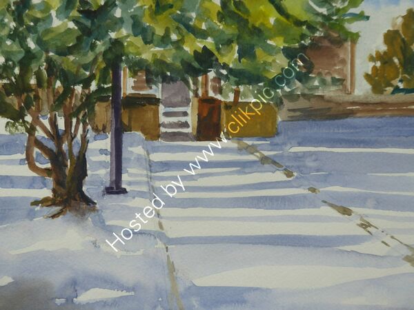 Snowy Churchyard, Penistone - watercolour