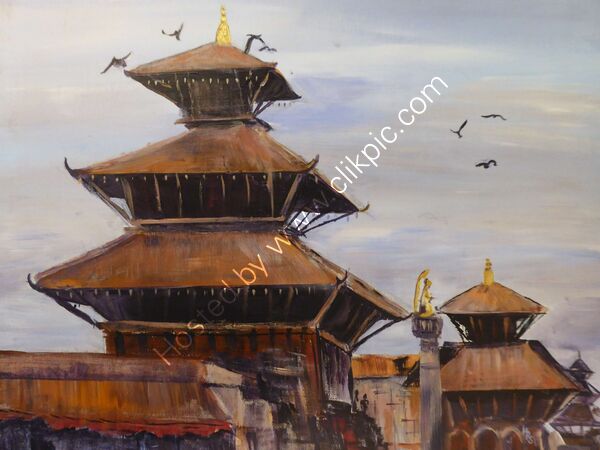 Taleju Temple Patan acrylic on cradled board 50 x 40 x 2cm £190
