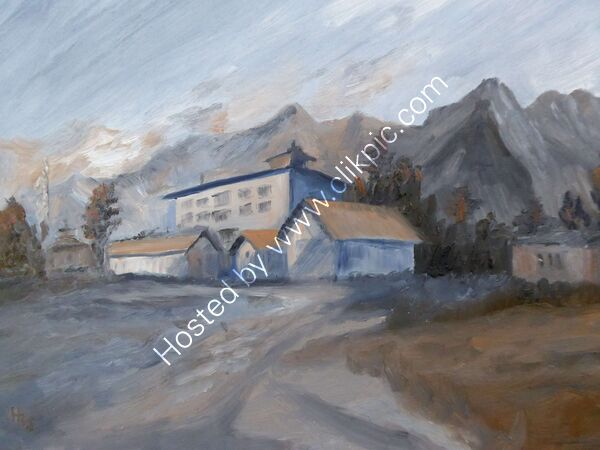 Tengboche Monastery, Everest  Region  oil on board 40 x 30 cm £95