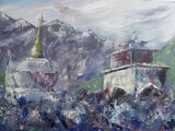 Tengboche Monastery Mani Stone Wall -Oil