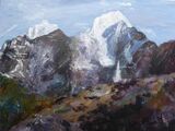 Thamserku from Khumjung - acrylic