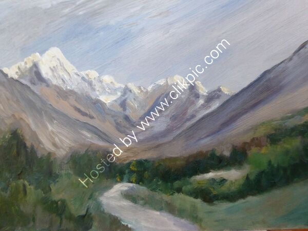 Thamserku from near Thamo, Everest Region   Oil