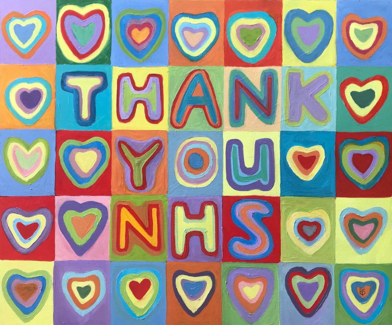 'Thank You NHS', an oil painting in the style of Kandinsky