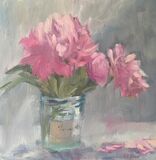 A Jar of Pale Pink Peonies