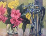 Garden Flowers with Coffee Pot