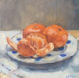 Tangerines on a Spotted Plate