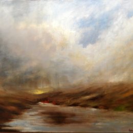 149-Rain on the River Swale 30x24in oil