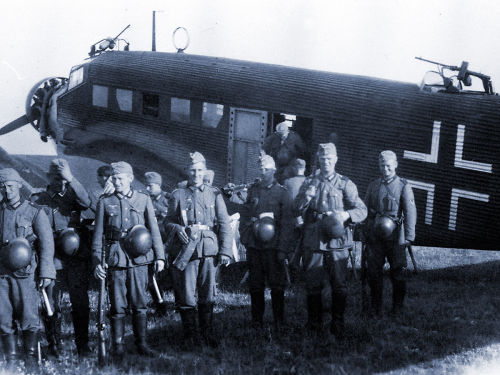 Troops about to embark a Junkers 52