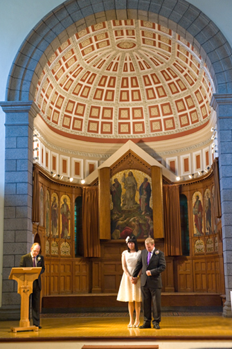 The couple are blessed in St. James
