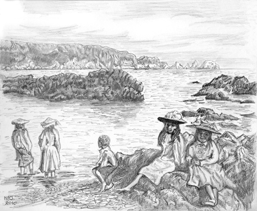 Children at Moulin Huet Bay Guernsey, 1903