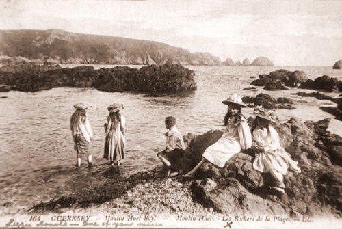 Children on the rocks.
