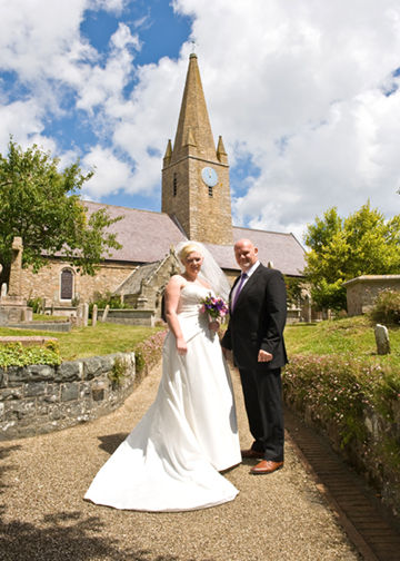 Claire arrives for her wedding.