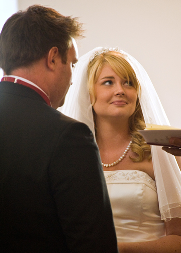 Making their vows.