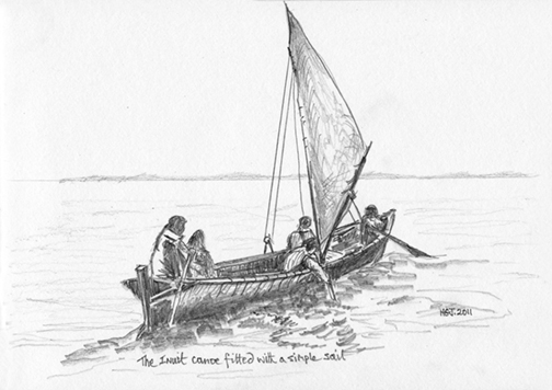 Inuit Canoe with sail