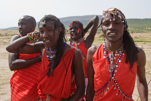 Dancing Masai warriors