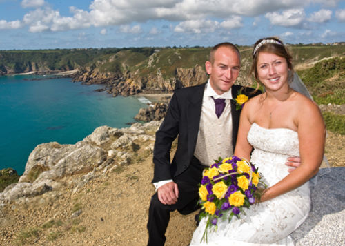 The couple ,plus panoramic vista.