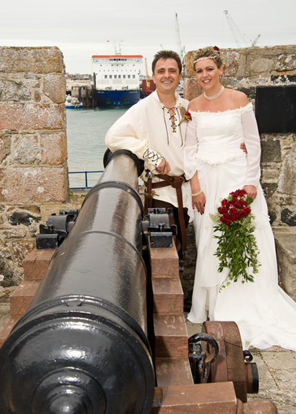 The Bride & Groom at the Castle Cornet