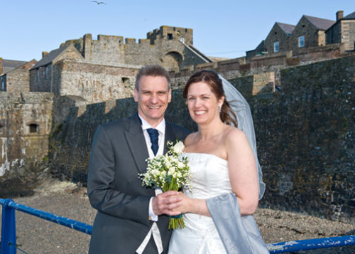 Lynn & Declon outside Castle Cornet