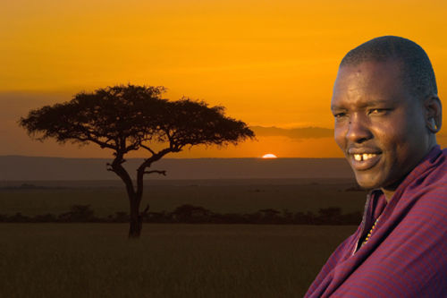 Masai Guide at Sunset