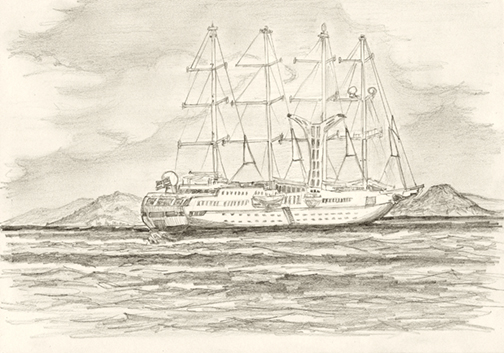 Modern sail assisted Liner.