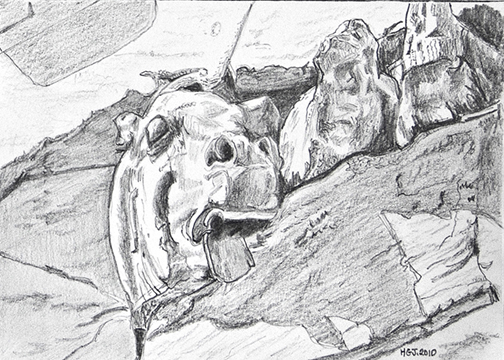Detail in pencil Parthenon.